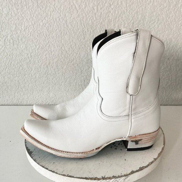 Lane EMMA JANE Womens Cowboy Bootie 7.5 White Western Cowgirl Short Ankle Boots - Picture 4 of 11